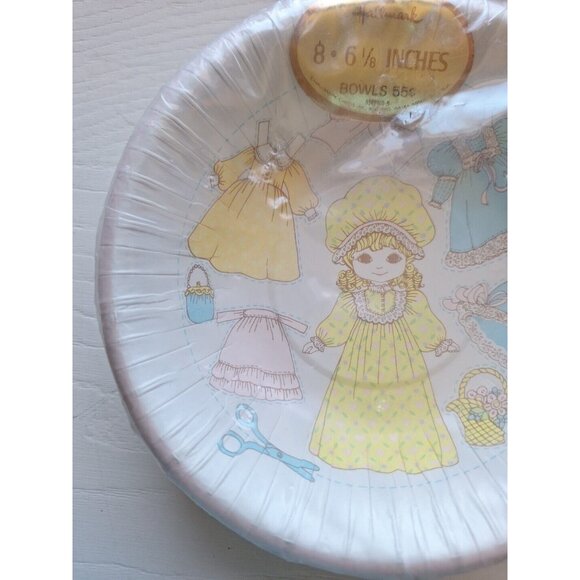 Hallmark Paper Doll 8 Party Bowls Sealed 6 1/8" Similar to Holly Hobbie - Picture 4 of 5